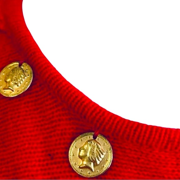 VTG Marisa Christina Red Lambswool/Angora Beaded Sequins Women Sweater Size S - Picture 7 of 14